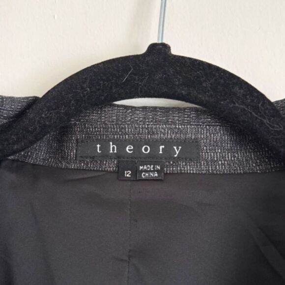 THEORY 100% Wool Grey Single Button Blazer | Size 12 - Picture 2 of 8